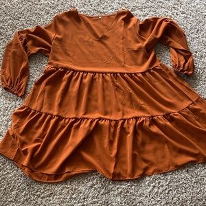 Elegant Burnt Orange Women's Casual Dress